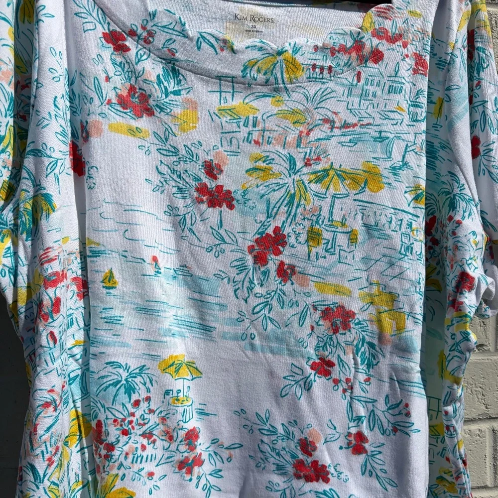Kim Rogers short sleeve scallop neck top 3X - Picture 4 of 9